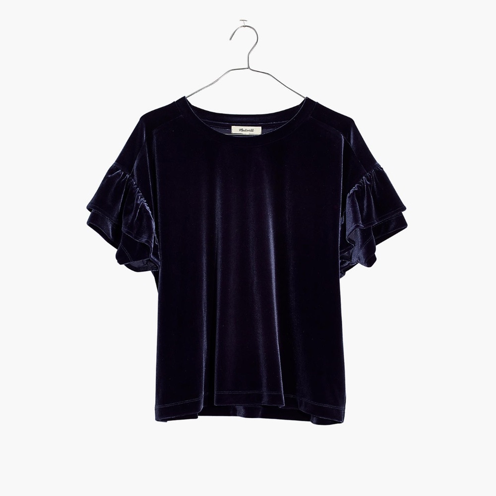 Madewell Velvet Ruffle Sleeve Tee